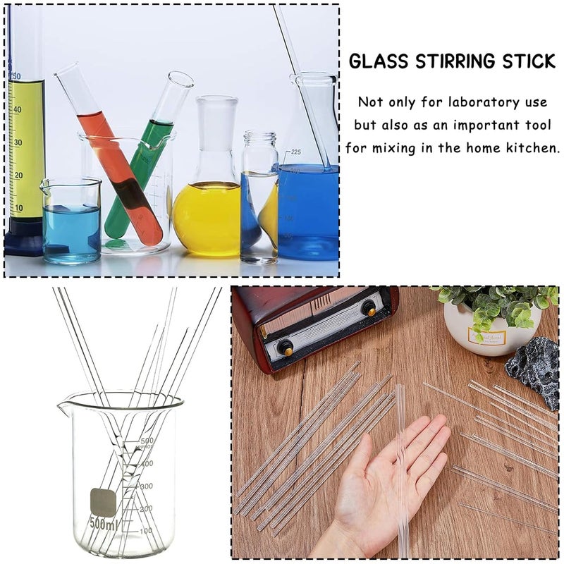 DreamAug 10-Pack Glass Stirring Rods – 7.9" Long, 6mm Diameter, Both Ends Round – Heat-Resistant Glass for Lab and Home Use - Image 3